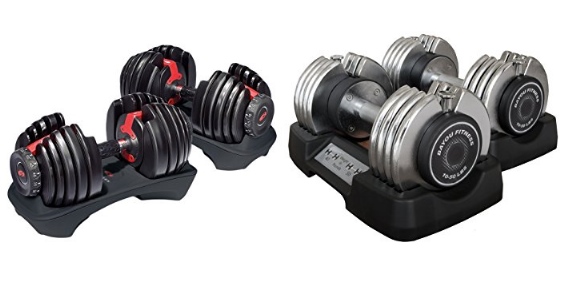 Bowflex SelectTech 552 Adjustable Dumbbells vs Bayou Fitness Adjustable Dumbbells