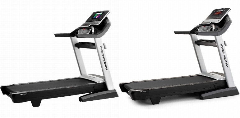 Side by side comparison of ProForm PRO 5000 and ProForm Pro 2000 treadmills.