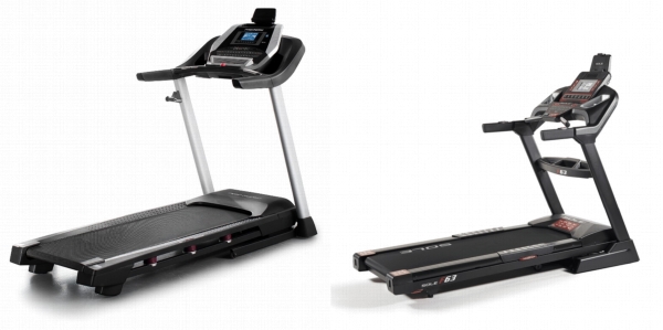 Side by side comparison of ProForm 905 CST and SOLE F63 Treadmill treadmills.