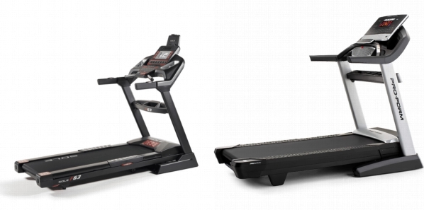 Side by side comparison of SOLE F63 Treadmill and ProForm Pro 2000 treadmills.