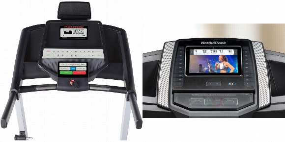 Consoles of ProForm Performance 300i and NordicTrack T Series Treadmill 6.5S.