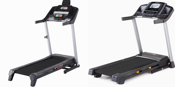 Side by side comparison of ProForm Performance 300i and NordicTrack T Series Treadmill 6.5S treadmills.