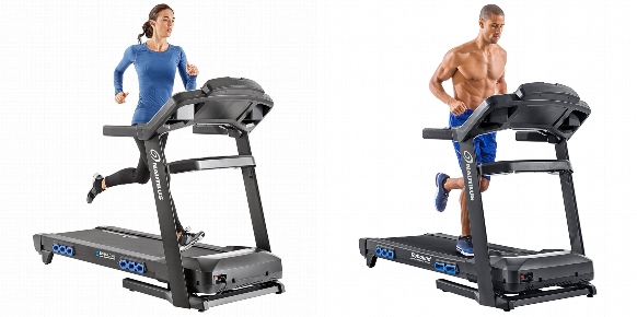 Side by side comparison of Nautilus T616 and Nautilus T618 treadmills.