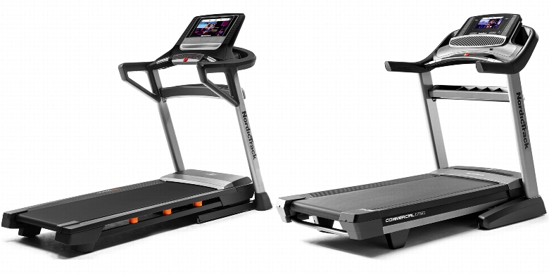 Side by side comparison of NordicTrack T Series 9 5 S and NordicTrack Commercial 1750 treadmills.