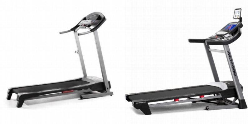 Side by side comparison of Weslo Cadence G 5.9i and ProForm Performance 800i treadmills.