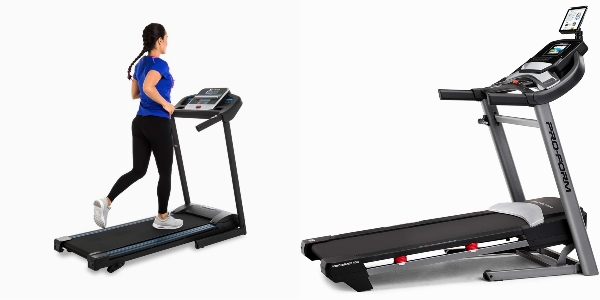 Side by side comparison of XTERRA Fitness TR150 and ProForm Performance 400i treadmills.
