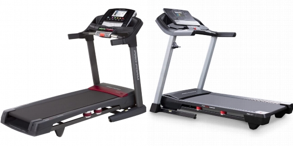 Side by side comparison of Proform Performance 1450 and ProForm Carbon T7 treadmills.