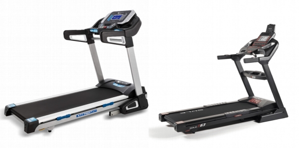 Side by side comparison of XTERRA Fitness TRX4500 and SOLE F63 treadmills.